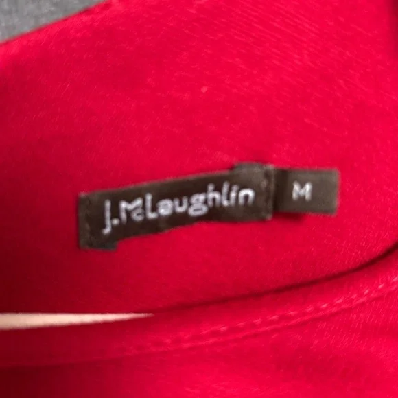 J McLaughlin Dress M Red Sheath Stretch‎ Career Nautical Preppy Classic Office - Picture 5 of 7